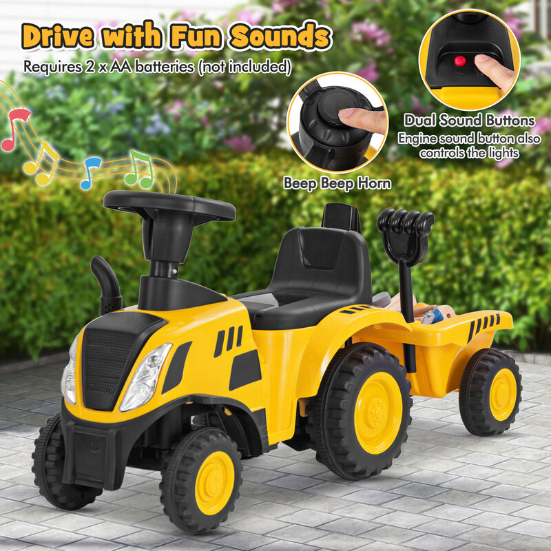 Kids Pedal Ride On Tractor with Detachable Trailer for Outdoor Play image number 5