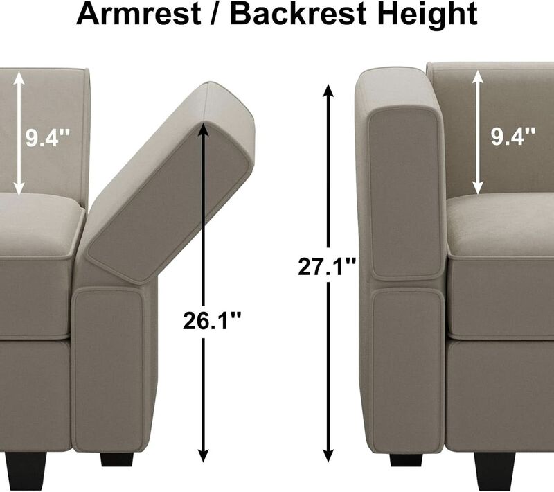ShipItFurniture Modular U-Shaped Sectional Sofa Grey Velvet with Storage image number 2