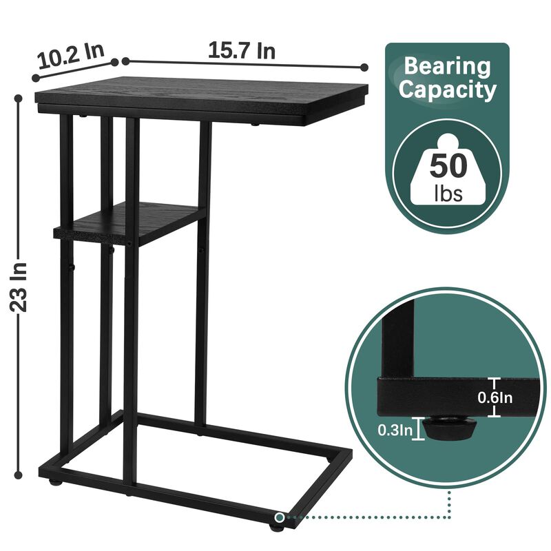 Yoobure C Table End Table Set of 2, Side Tables Living Room, C Shaped Side Table, Couch Tables That Slide Under Couch Table with