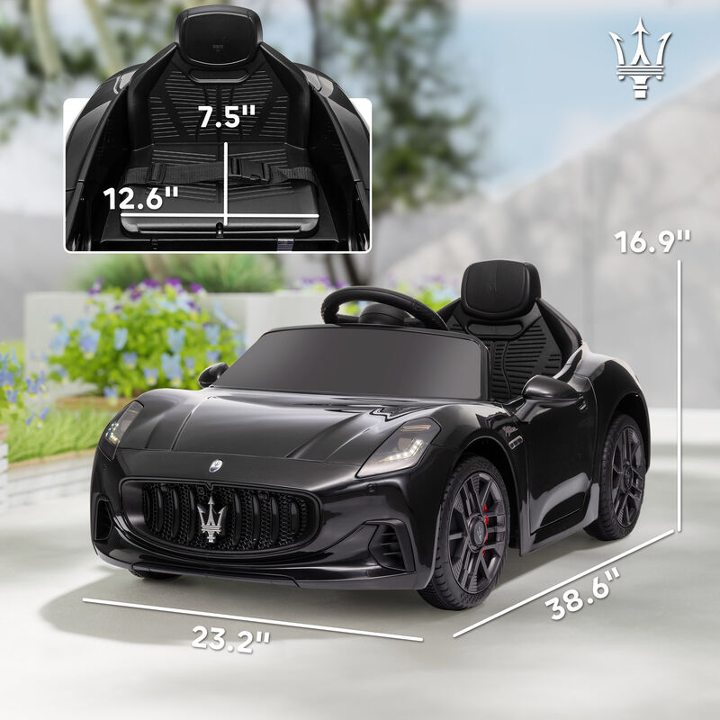 BreeBe Maserati Gran Turismo Licensed 12V Kids Electric Car w/ Remote Control, Soft Start, LED Lights, Music, Horn image number 2