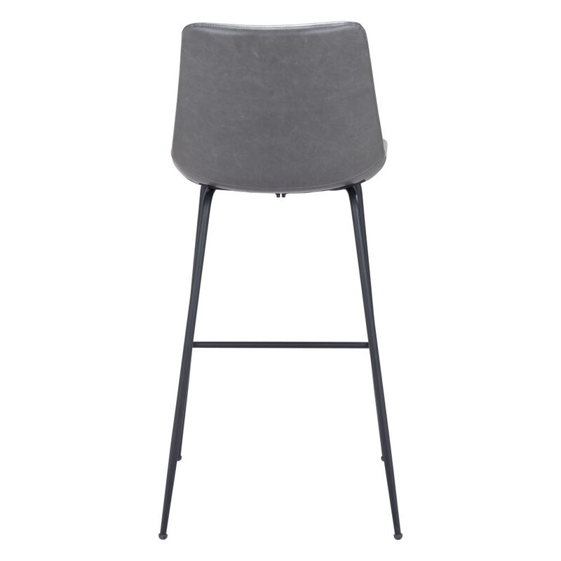 Hivvago 31  Inch Gray And Black Steel Low Back Bar Height Bar Chair