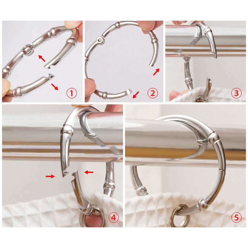 Zinc Shower Curtain Hooks, Set of 12 image number 8