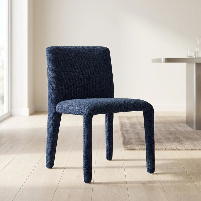 Fabric Upholstered Dining Chair with Cushioned Seat for Dining Room, Navy image number 4