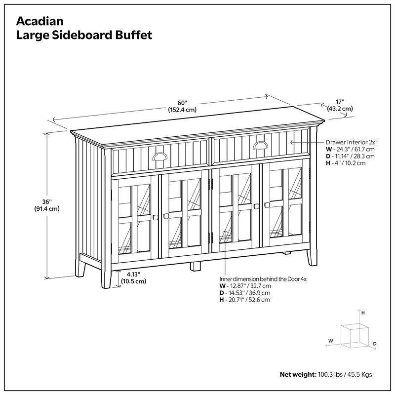 Simpli Home Acadian Large Sideboard Buffet image number 5