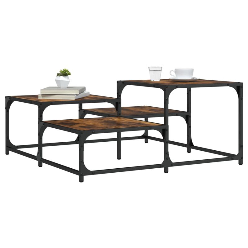 vidaXL Coffee Table Smoked Oak 34.4x34.4x15.7 Engineered Wood