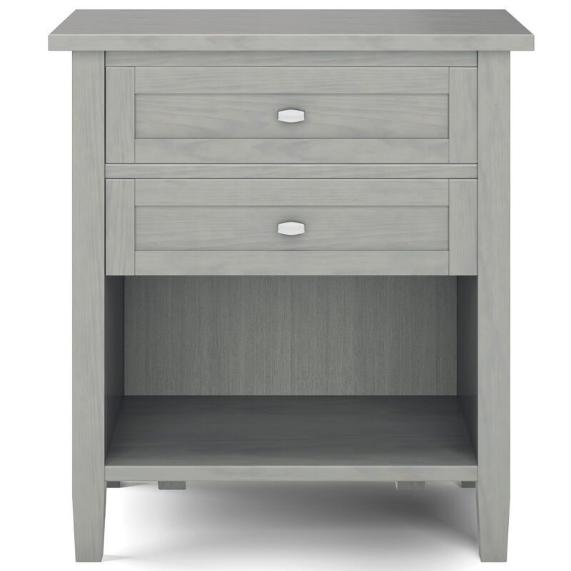 Warm Shaker SOLID WOOD 24 inch Wide Transitional Bedside Nightstand Table in Fog Grey