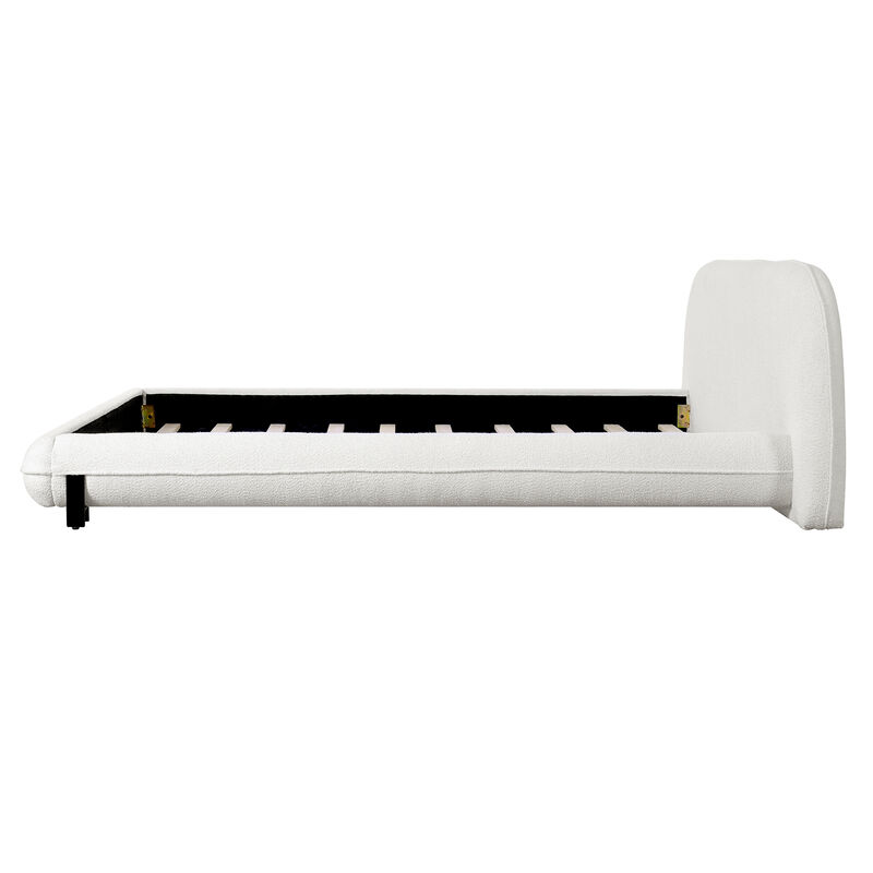 Christopher Knight Home Elias Modern Boucle Curved Upholstered Wood and Metal Platform Bed image number 4