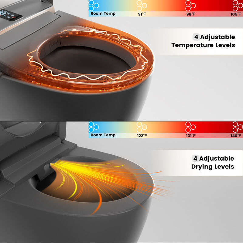Smart Toilet with Multi Wash Modes, Warm Dryer, Remote and Side Controls, and Instant Heating image number 3