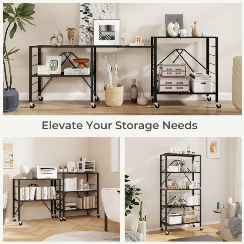 Hivvago 5-Tier Foldable Storage Shelf with Wheels
