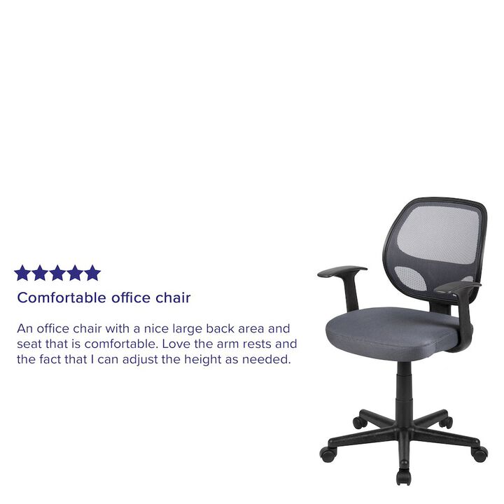 Flash Furniture Fundamentals Mid-Back Black Mesh Swivel Ergonomic Task Office Chair with Arms