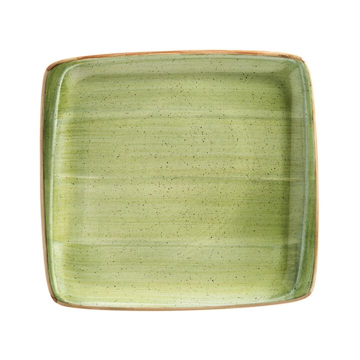 Therapy 6.25" x 5.75" Square Green Vitrified Plate (Set of 4)