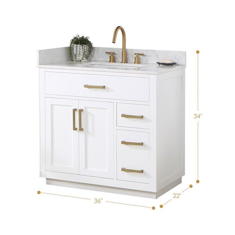 Altair 36 Single Bathroom Vanity in White without Mirror