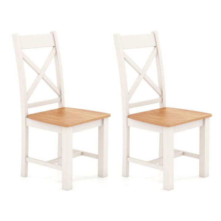 Hivvago Wooden Dining Chairs Set of 2 with High Back and Rubber Wood Frame