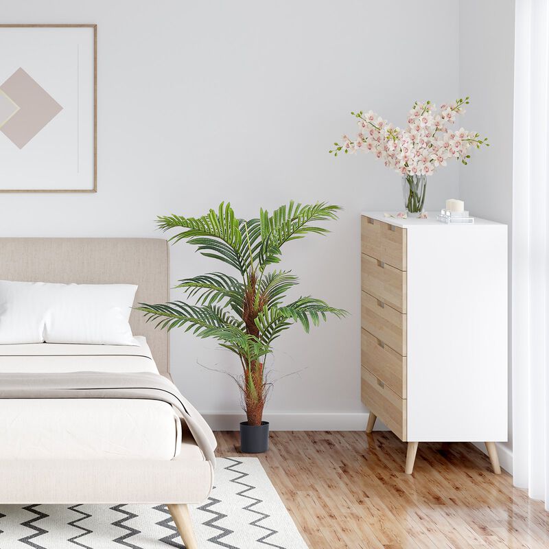Set of 2 Faux Palm Tree Low-Maintenance Plant with Tilt Protection for Home and Office- image number 1