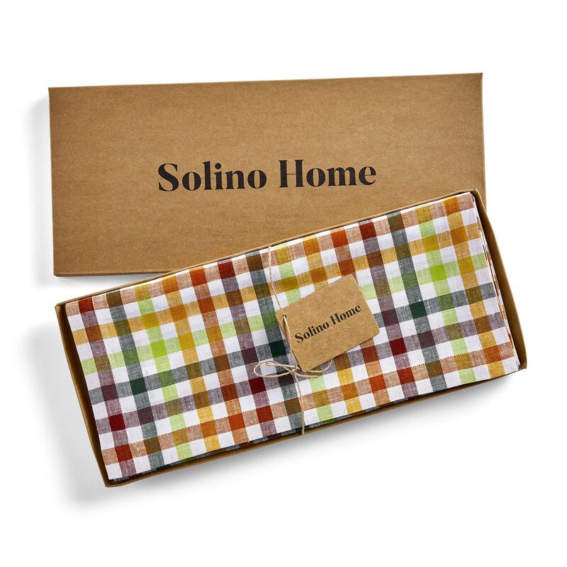 Christmas Linen Table Runner - Gingham Check, Solino Home