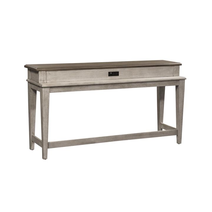 Liberty Furniture Heartland Console Bar Table in Antique White w/ Tobacco Top