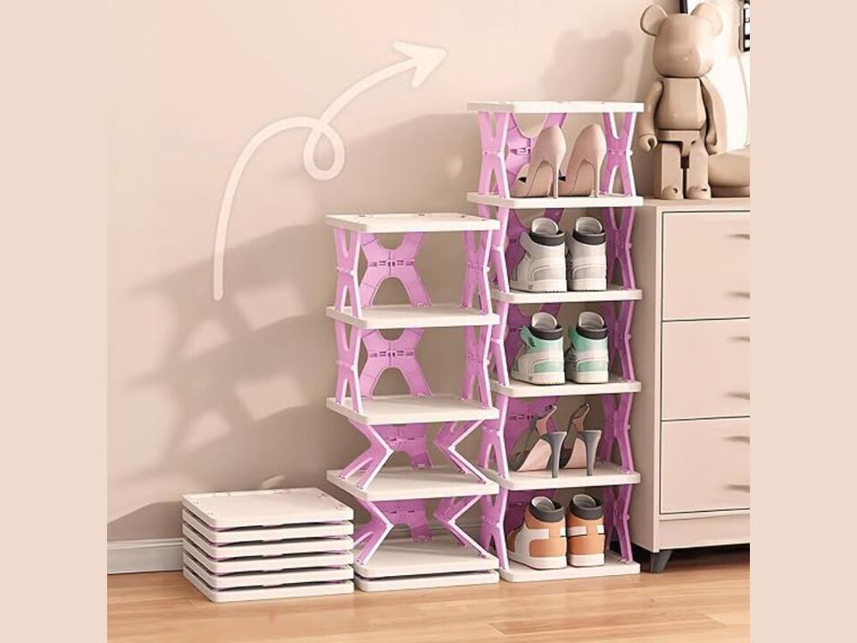 Entryway Shoe Organizer Closet Storage Collapsible Rack 6 Tiers