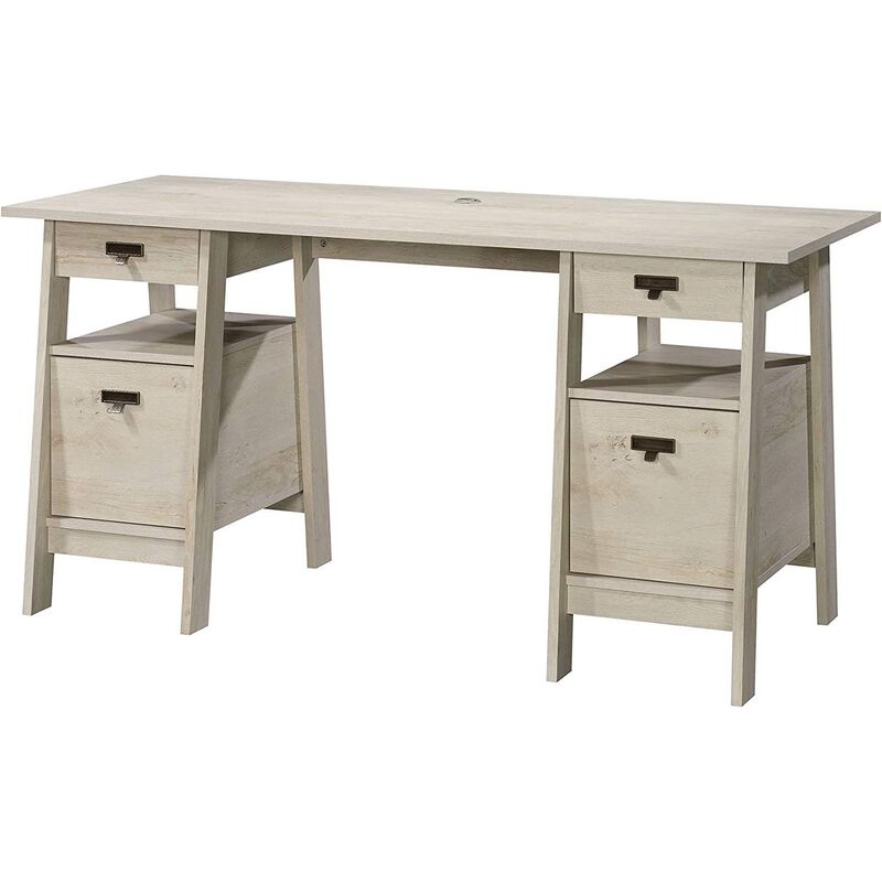 Traditional Farmhouse Office Desk with File Cabinets
