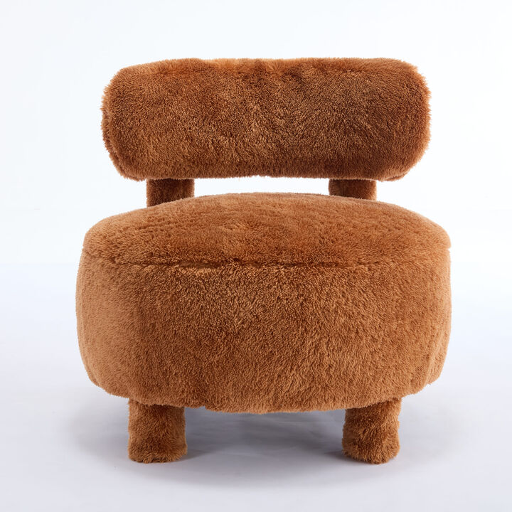 GOODSILO Curved Wingback Accent Chair with Plush Fur Fabric Upholstery for Enhanced Comfort and Modern Seating