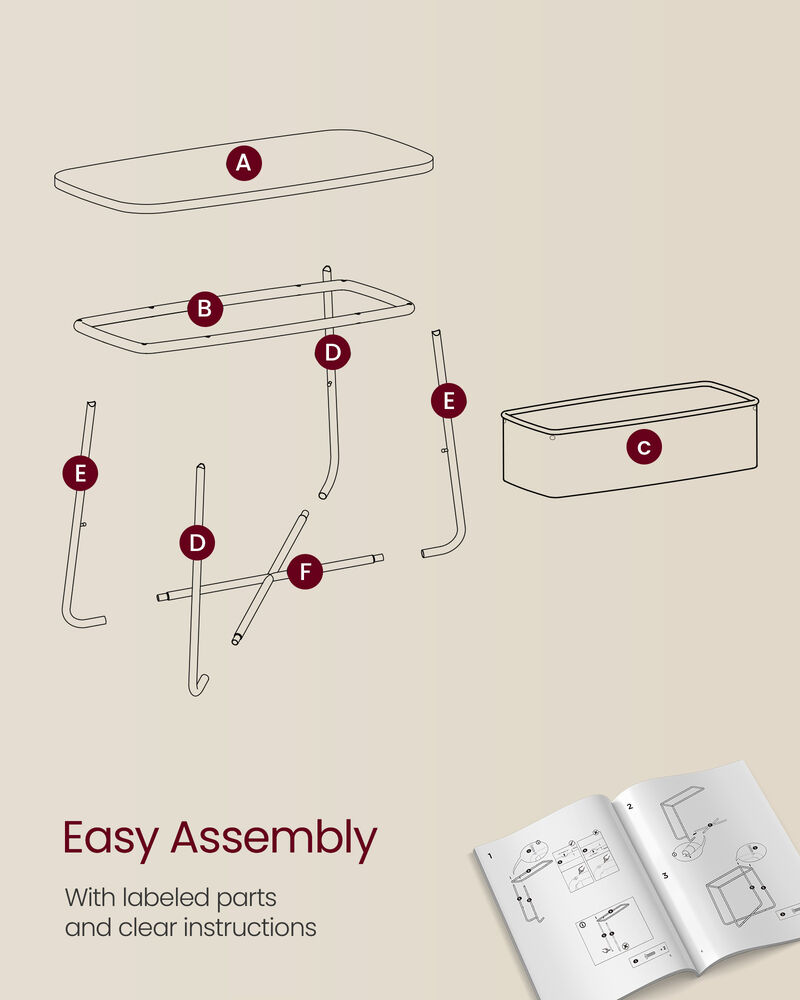 Rectangular End Table with Fabric Bin – Compact Bedside Table with Soft Storage for Daily Essentials
