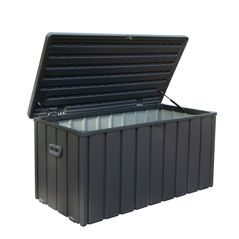 CLIHOME Outdoor 100 Gallon Portable Storage Deck Box,Large Patio Waterproof Lockable Storage Box with All-weather Resin Cover image number 3