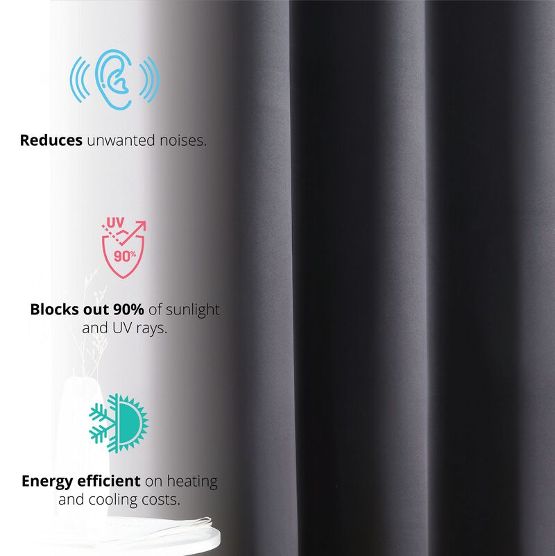 THD Cambridge Blackout Heavy Thermal Insulated Energy Saving Heat/Cold Blocking Grommet Curtain Drapery Panels for Bedroom & Living Room, Set of 2