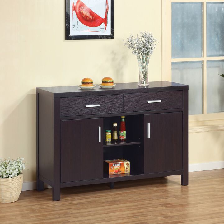 Red Cocoa Buffet Storage Cabinet W/ 2 Drawers and 2 Side Cabinets