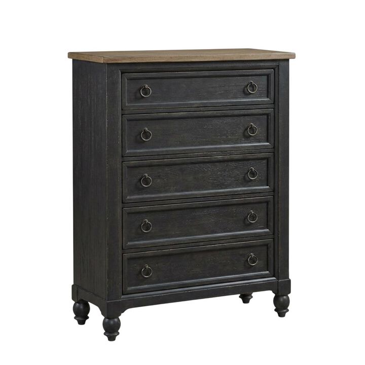 Liberty Furniture 5 Drawer Chest - Black Traditional Multi in Dusty Taupe