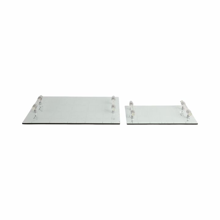 S/2 Sparkly Geo Glass Trays