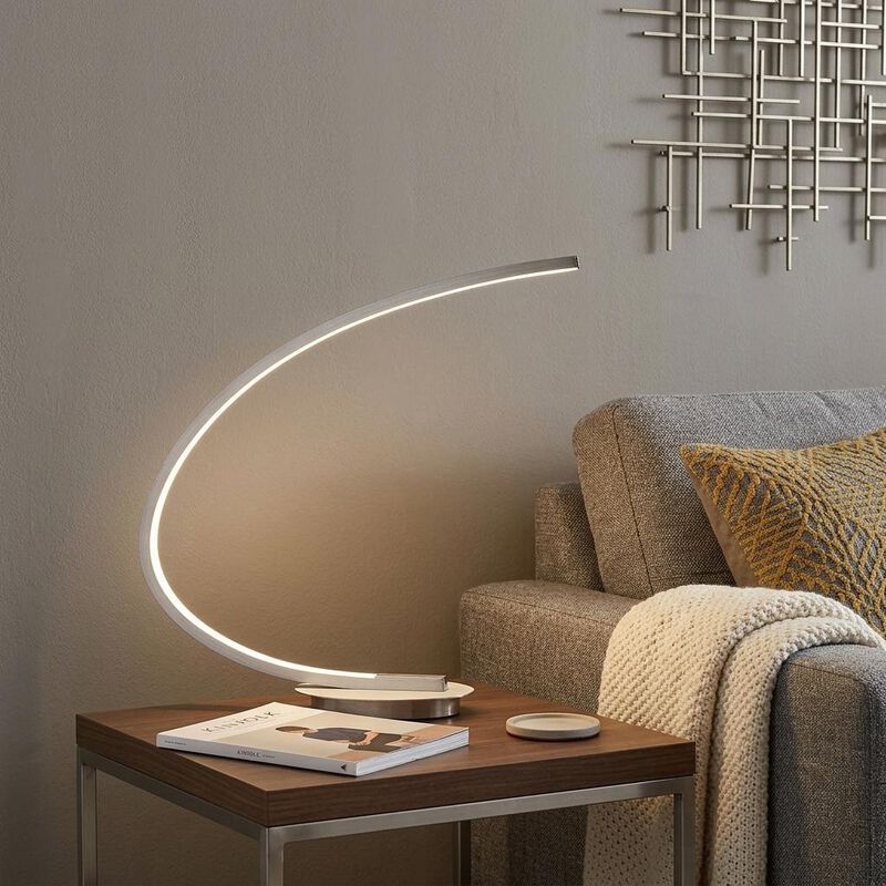 HomeRoots 16" Silver Metal Desk Led Table Lamp image number 1