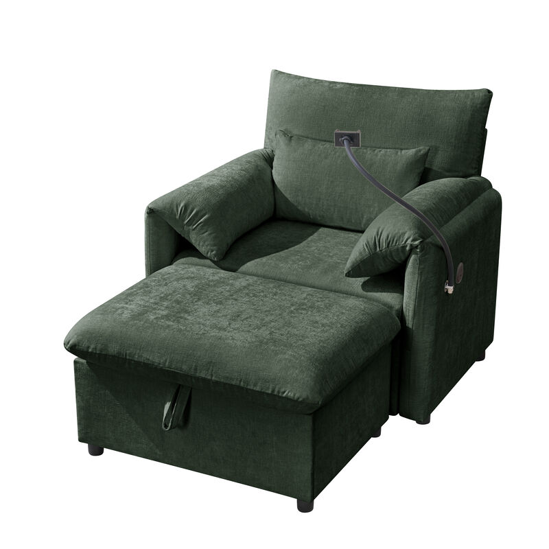 Boxdit Single Sleeper Sofa Chair With Storage Ottoman image number 0