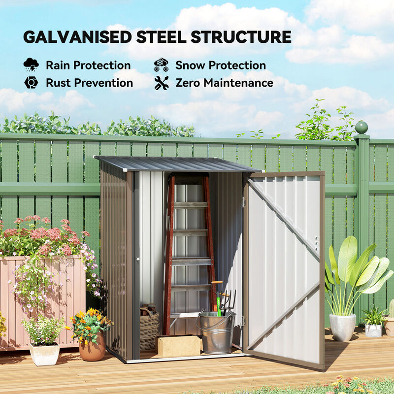 Hivvago Small Lean-To Galvanized Steel Tool Shed image number 3