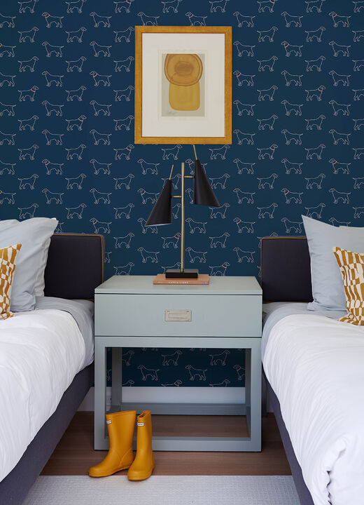 Yoop Dark Blue Dog Wallpaper (Set of 2)