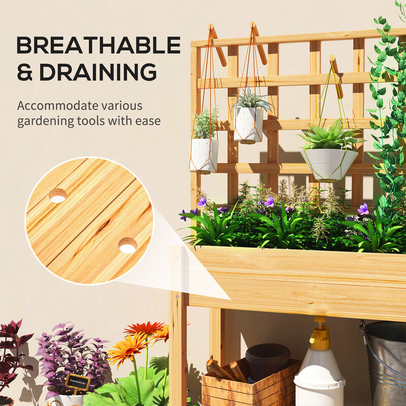 Hivvago Raised Wooden Planter for Outdoor Gardening image number 5