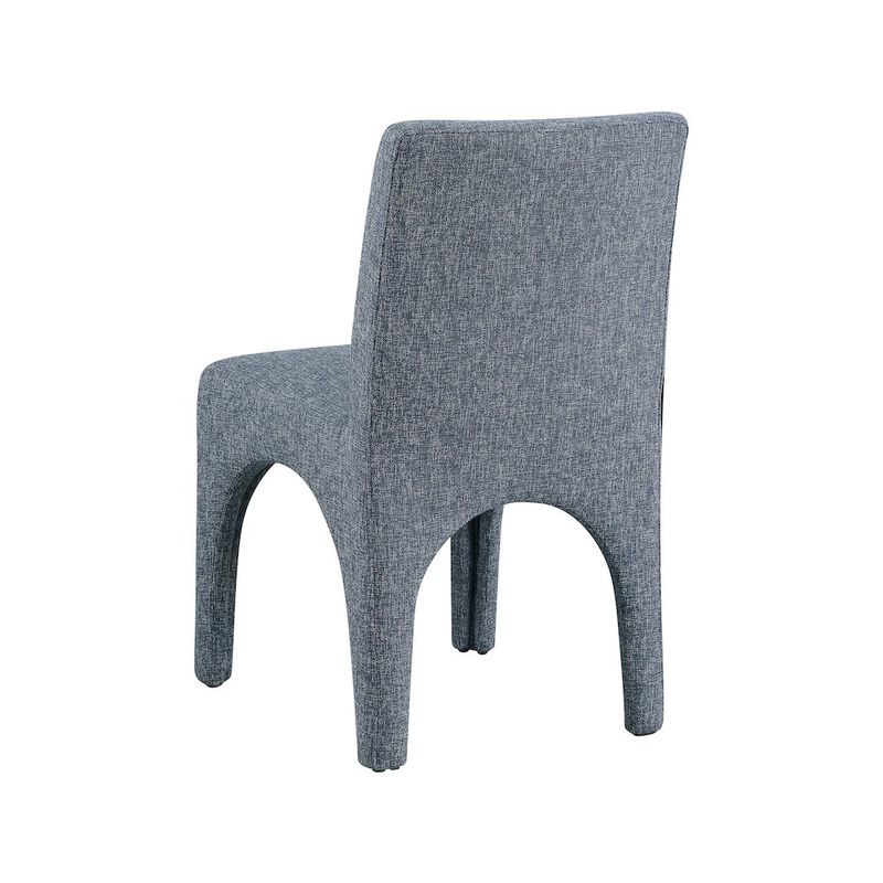 Meridian Furniture Gramercy Blue Linen Textured Fabric Dining Chair, Set of 2