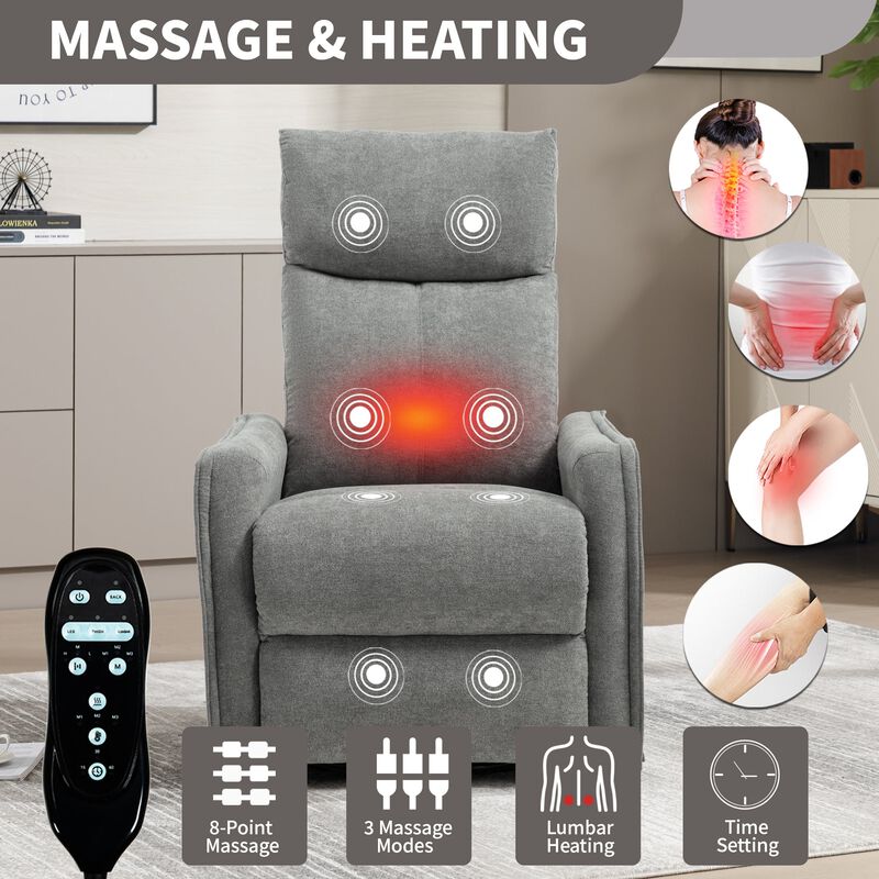 Manual Recliner Chair with Heat and Massage, Rocker and Swivel Chair in Fabric for Living Room image number 5