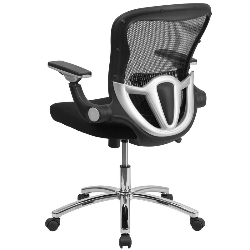 Sam Mid-Back Black Mesh Executive Swivel Ergonomic Office Chair with Height Adjustable Flip-Up Arms image number 7