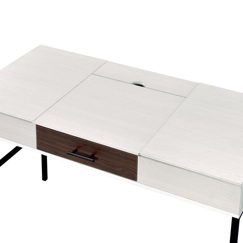 GOODSILO Modern Writing Desk with USB Charging and Storage Drawer for Home Office Workspace Organization image number 4