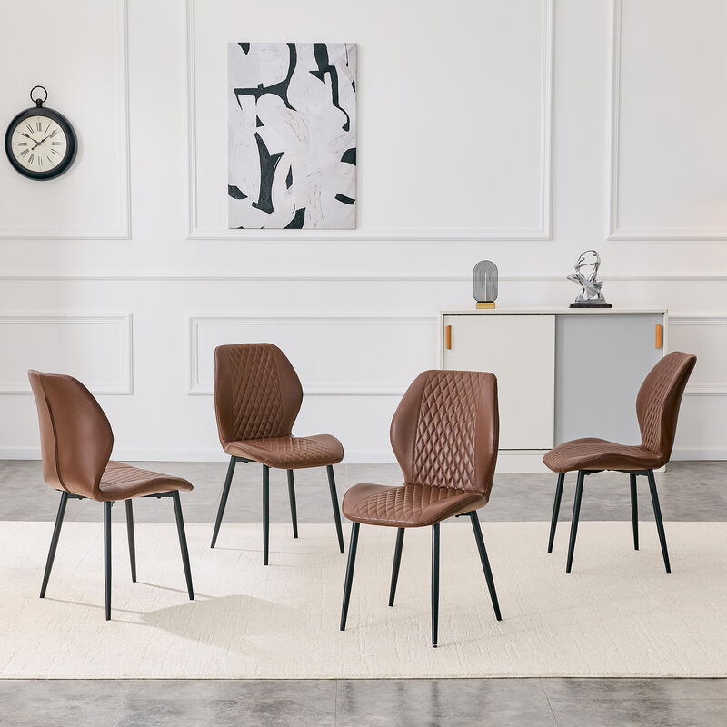 Whisen 4-Pack PU Leather Dining Chairs with Metal Legs, Light Luxury Upholstered Accent Chairs for Dining Room, Office, Study image number 2