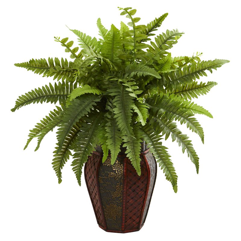 Hivvago Boston Fern Artificial Plant in Decorative Planter