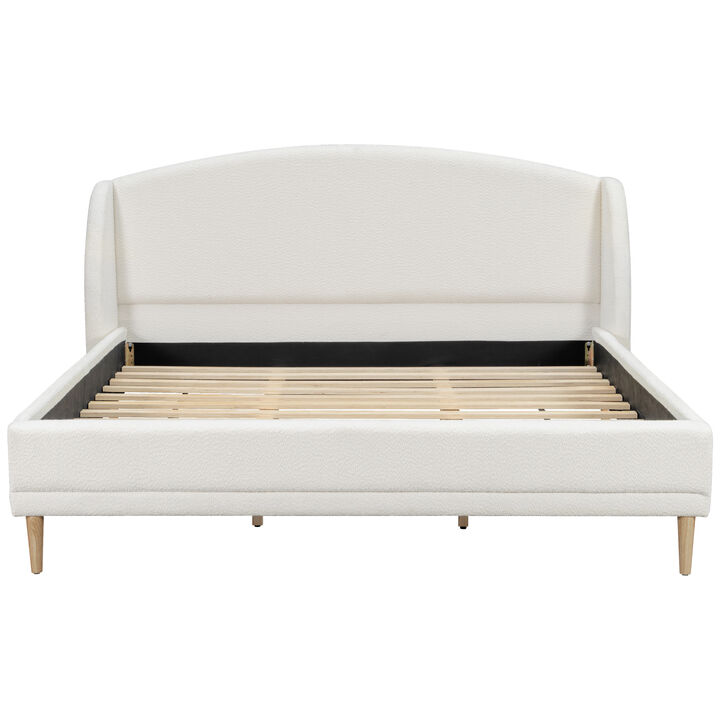 Christopher Knight Home Blair Boucle Upholstered Platform Bed with Wingback Headboard
