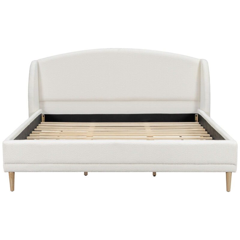 Christopher Knight Home Blair Boucle Upholstered Platform Bed with Wingback Headboard image number 0