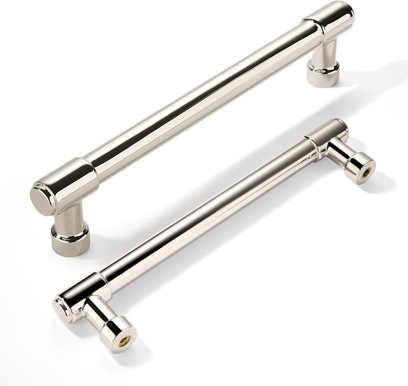 khtumeware 2 Pack Polished Nickel Cabinet Pulls 3 Inch Hole Center Solid Drawer Pulls Dresser Handles Cabinet Hardware