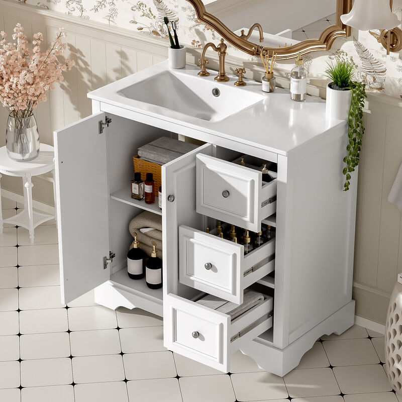 TATEUS 36-Inch Transitional Bathroom Vanity Ceramic Sink image number 2