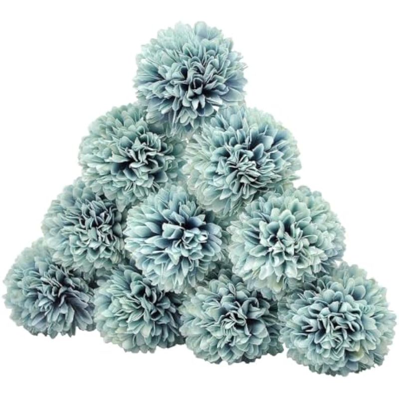 10 Piece Grey Artificial Chrysanthemum Flower Stems Garden Porch Decor image number 3