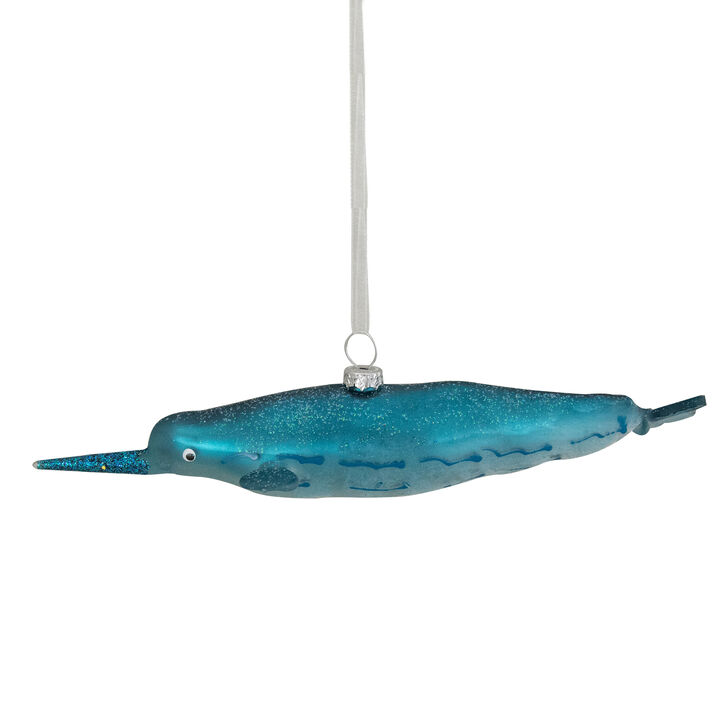 7.5" Blue Glass Pipefish Christmas Ornament