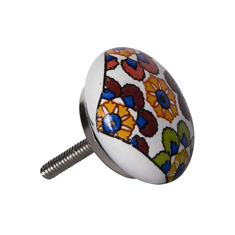 HomeRoots Set of Eight Blue And Orange Ceramic And Metal Drawer Pull Knobs image number 2