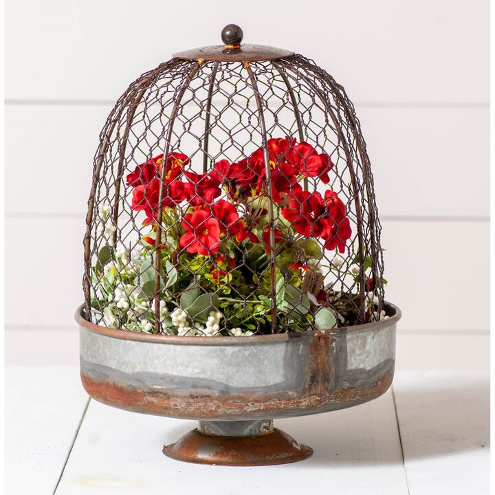 Irvins Country Tinware Chicken Wire Dome Planter