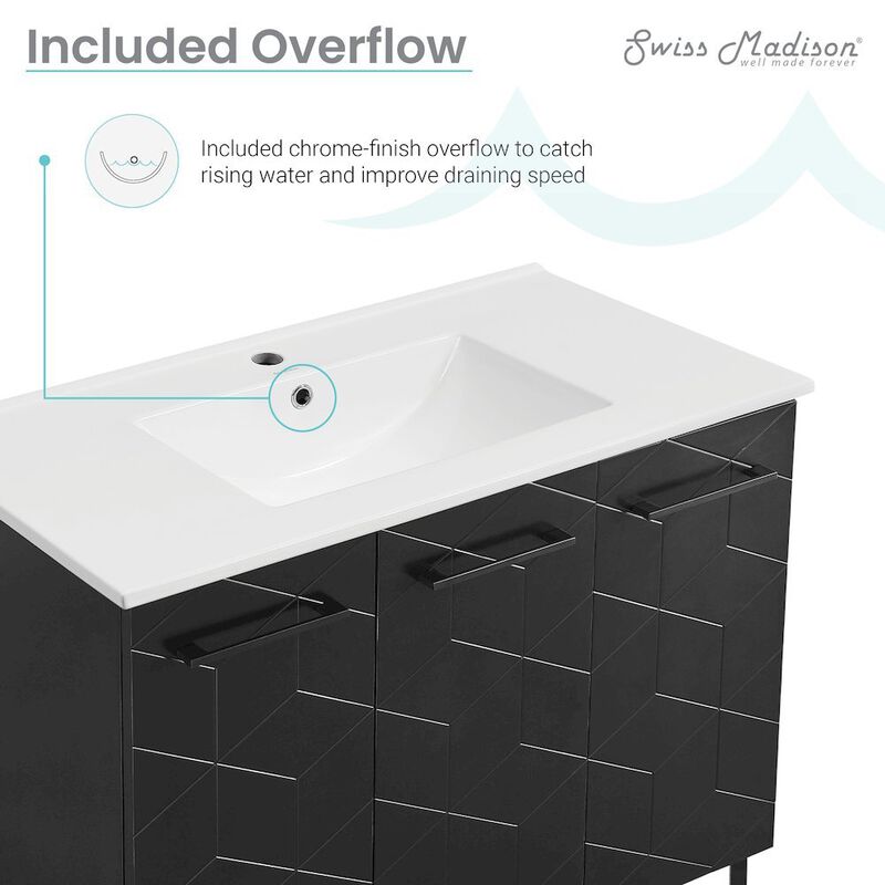 Annecy 36" Freestanding Bathroom Vanity in Phantom Black with Sink Top image number 4