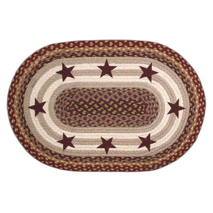 Earth Rugs Op-357 Burgundy Stars Oval Patch 5 Feet X 8 Feet